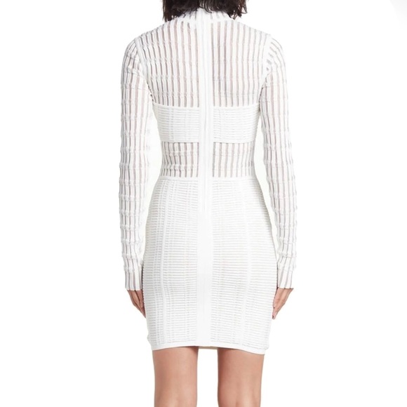 NEW HERVE LEGER WHITE SHADOW STRIPE MINI DRESS - Picture 6 of 10